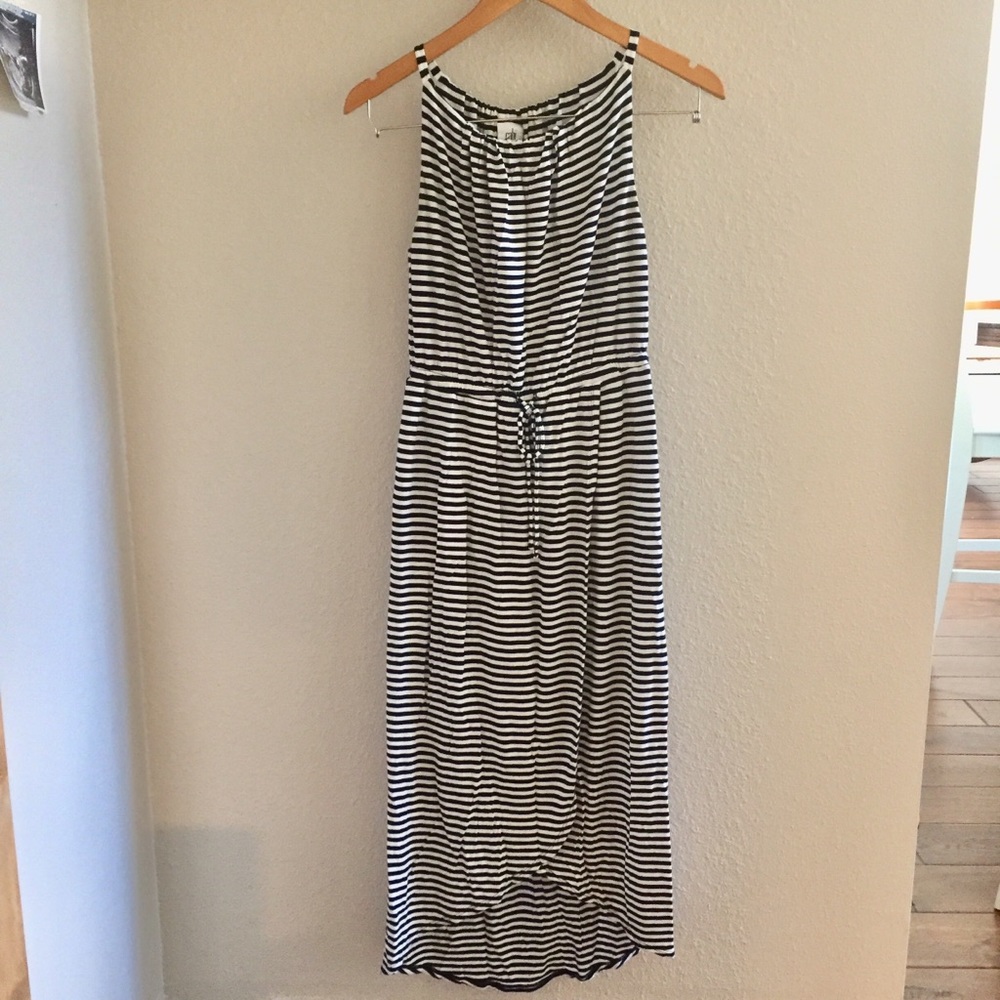 Navy striped maxi dress